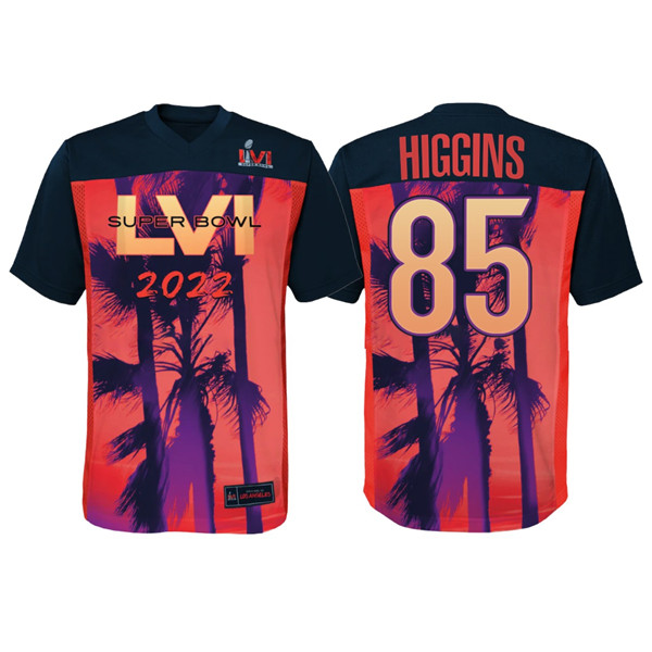 Men's Red/Black Cincinnati Bengals #85 Tee Higgins Super Bowl LVI  Stitched Jersey